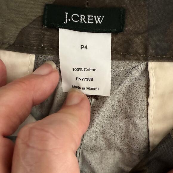 J. Crew Army Green Camouflage Mini Skirt Sz. P4 Chino Cargo Y2K Rock Grunge Edgy - Picture 4 of 6